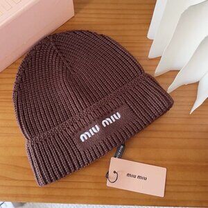 Miu Miu Knit Logo Slouchy Beanie